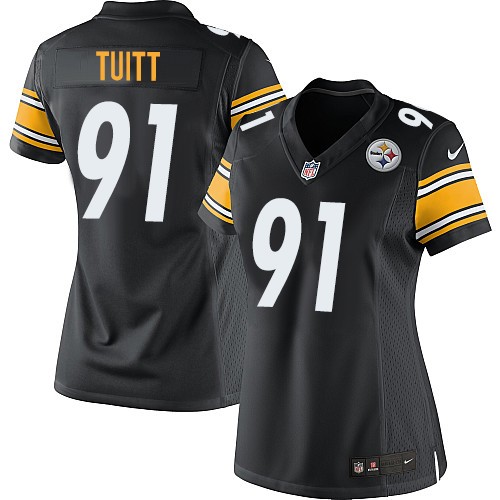 Nike Steelers #91 Stephon Tuitt Black Team Color Women's Stitched NFL Elite Jersey - Click Image to Close